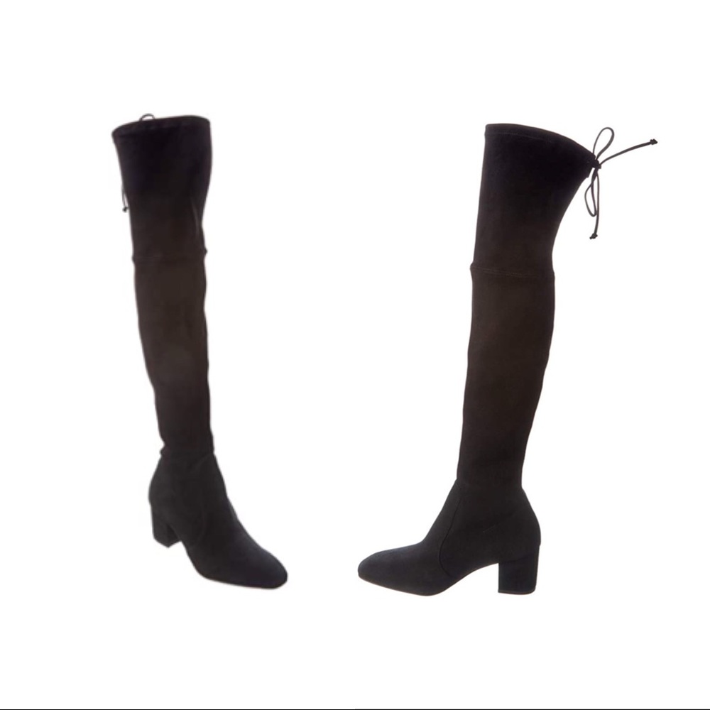 NIB Stuart Weitzman Irena Black Suede 11.5 lacetop over the knee boots round toe